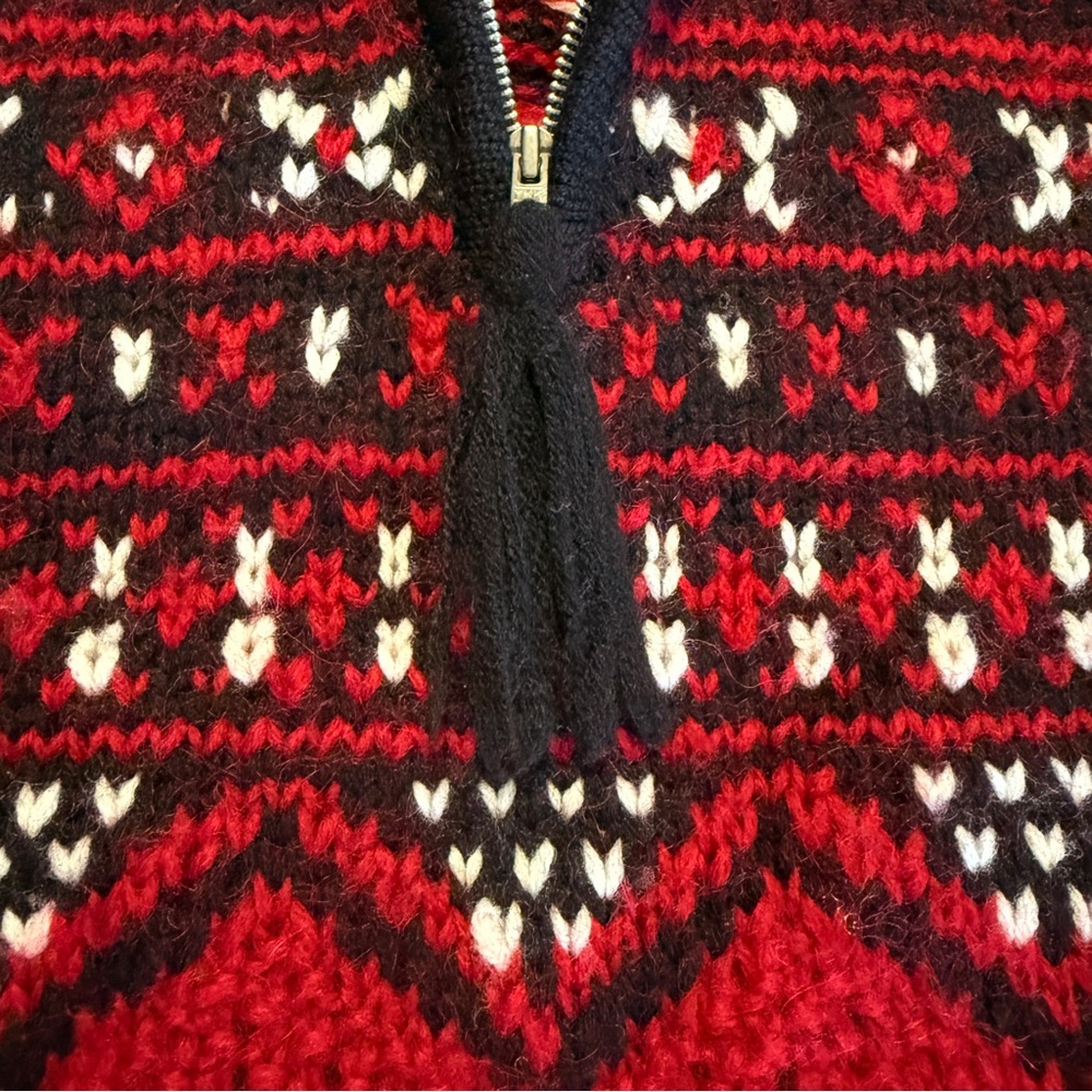 Fair Isle Half-Zip Sweater Mens Nordic Ski Lodge Wool Blend Cold Weather Large - Picture 8 of 14